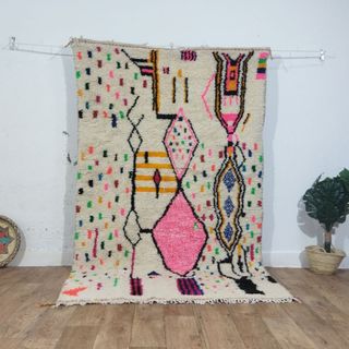 Alfombra Bereber Marroquí Rosa Multicolor