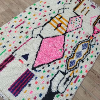 Alfombra Bereber Marroquí Rosa Multicolor