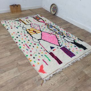 Alfombra Bereber Marroquí Rosa Multicolor