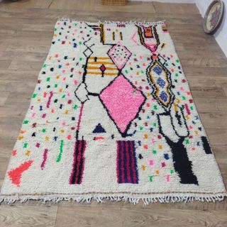 Alfombra Bereber Marroquí Rosa Multicolor