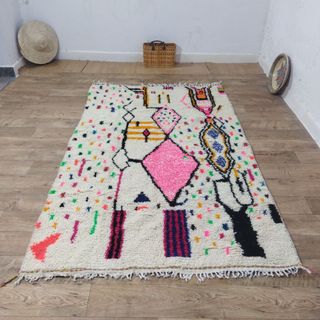 Alfombra Bereber Marroquí Rosa Multicolor