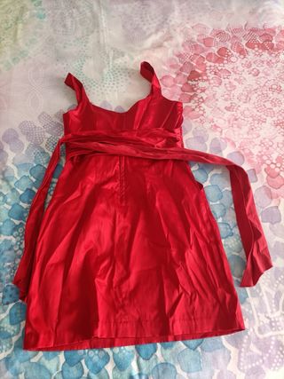Vestido de fiesta rojo con flores XS