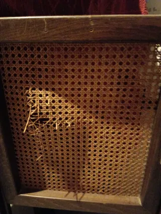 Silla de madera y ratán plegable