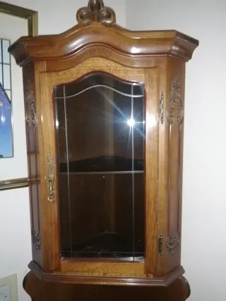 Mueble Rinconera Madera Maciza Vitrina Entada