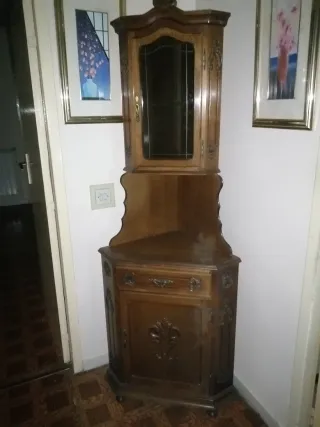 Mueble Rinconera Madera Maciza Vitrina Entada