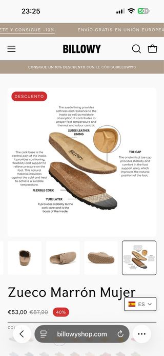 Zuecos Billowy Marrón Mujer