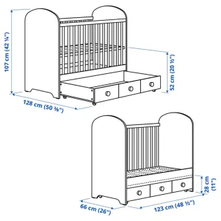 Cuna Ikea con cajones casi nueva precio pvp 240€