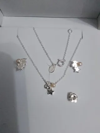Conjunto Plata 925 Tous Collar y Pendientes