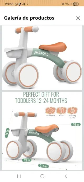 Bici sin pedales UMATOLL 12-24 meses