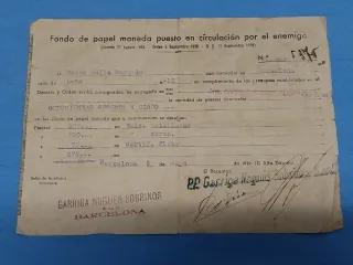 Recibo Guerra Civil Español