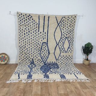 Alfombra Bereber Marroquí Beige y Azul