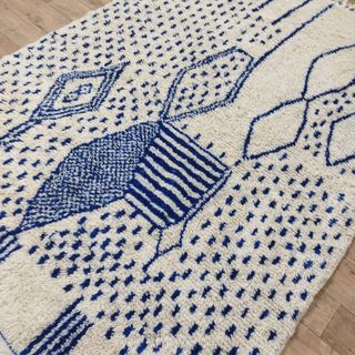 Alfombra Bereber Marroquí Beige y Azul