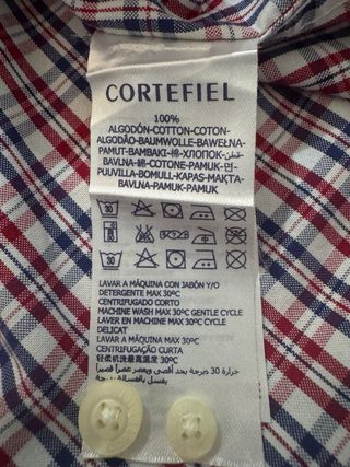 Camisa Cortefiel Hombre Cuadros Algodón T.L