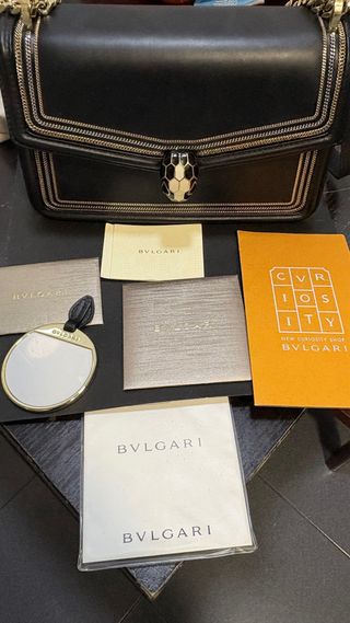 Bolso Bulgari Serpenti Negro Dorado