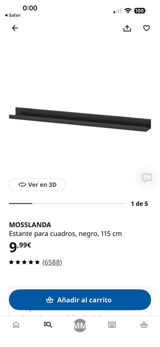 2 Mensole IKEA Ribba 115cm Nere