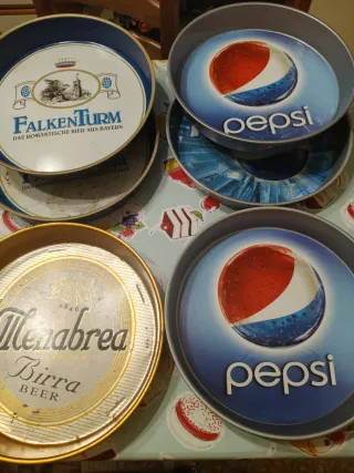 Vassoio vintage metallo pepsi-menabrea-falkenturm