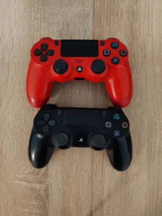 2 Mandos PS4 (PlayStation 4) - Rojo y Negro