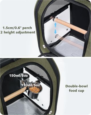 Mochila Transportadora para Pájaros Verde Oliva