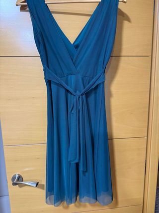 Vestido largo verde azulado talla única