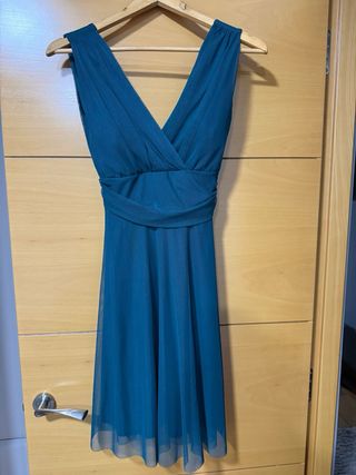 Vestido largo verde azulado talla única