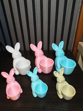 Mini Coelhos Porta Ovos Plástico Coloridos