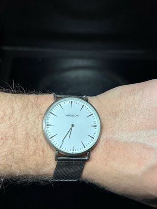 Reloj Whollow Clásico Plata y Blanco