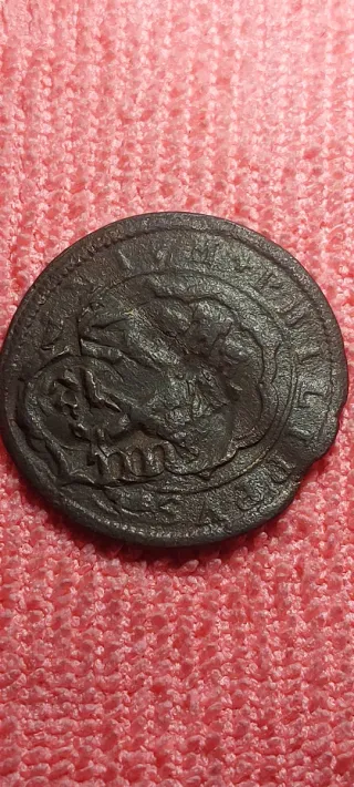 FELIPE III. 4 MARAVEDIS DE 1599. DOBLE RESELLO