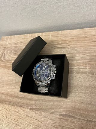 Reloj de Pulsera Plateado y Azul