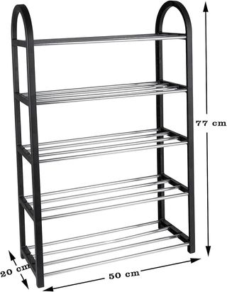 Zapatero 5 baldas metal negro