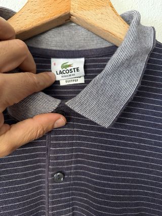 Polo Lacoste Rayas Azul Talla L