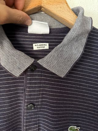 Polo Lacoste Rayas Azul Talla L