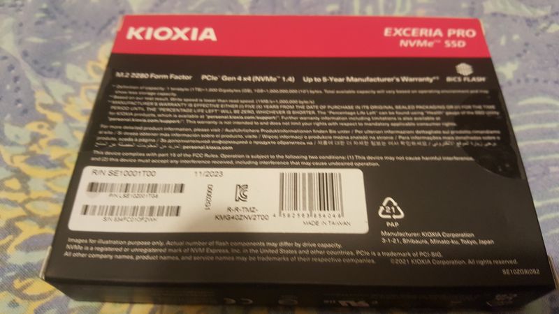 SSD Kioxia Exceria Pro 1TB NVMe PCIe Gen 4 afbeelding 3