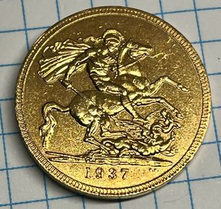 Moneda oro puro y plata   George VI 1937