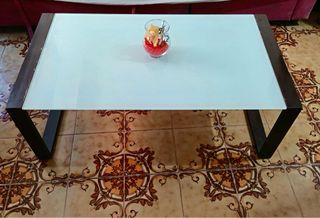 Mesa de centro cristal y metal