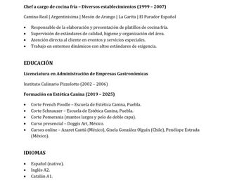 Empleada domestica y chef en Lleida