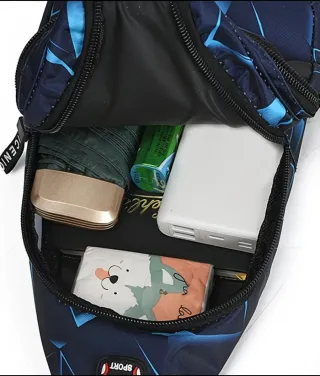 Bolsa de Ombro Estampada Preto e Vermelho