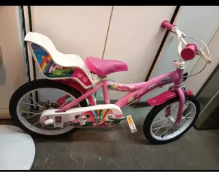 Bici bicicleta infantil rosa con asiento trasero