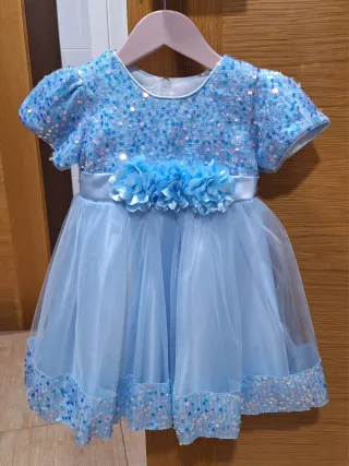 Vestido niña ceremonia lentejuelas azul