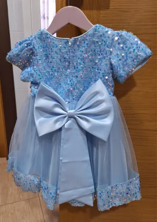 Vestido niña ceremonia lentejuelas azul