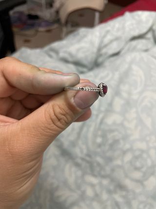 Anillo Pandora Corazón Rojo Plata