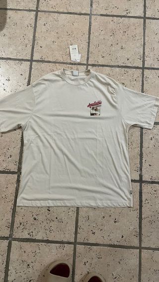 Camiseta oversize beige estampado hombre Talla 2xl