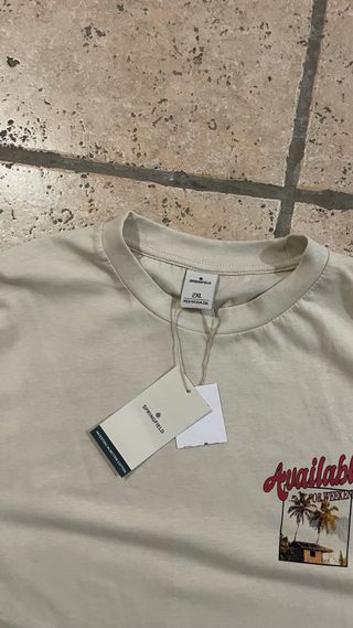 Camiseta oversize beige estampado hombre Talla 2xl