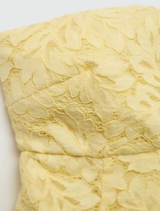 Vestido Mango Encaje Palabra de Honor Amarillo