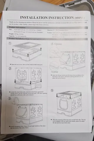 Box per sabbia per gatti pieghevole con cassetto