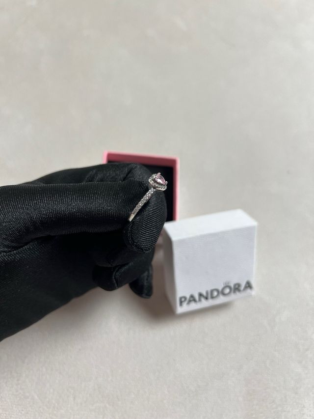 Anillo Pandora Corazón Rosa Plata