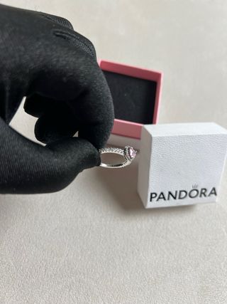Anillo Pandora Corazón Rosa Plata