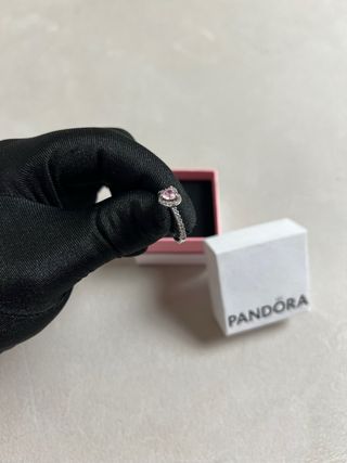 Anillo Pandora Corazón Rosa Plata