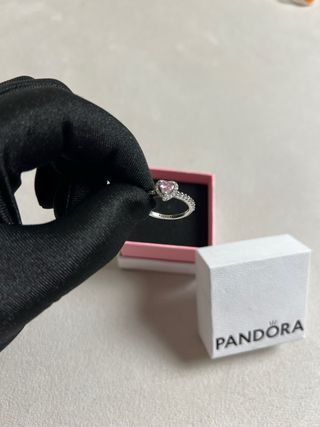Anillo Pandora Corazón Rosa Plata