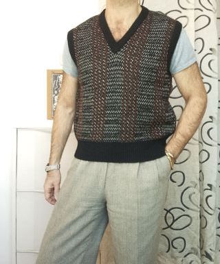 Gilet Uomo Vintage Lana & Seta Vintage Taglia M