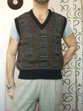 Gilet Uomo Vintage Lana & Seta Vintage Taglia M